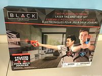 Retail box showing Black Series two-player electronic laser tag and vest set