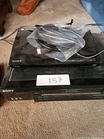 Top view showing Sony Blu-ray player, HDMI cable and Sony Hi-Fi Stereo VCR beneath