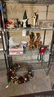 Overall shelving with Christmas décor items