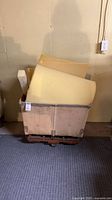 Canvas rolling cart loaded with foam pieces