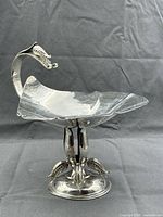 Full view of sterling silver comport showing serpent handle and bowl