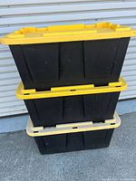Three stacked Greenmade 27-gal totes, front view