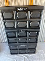 Three folded InstaCrate units stacked front view