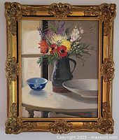 Framed oil painting front view