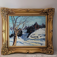 Full view of framed painting showing frame style and artwork