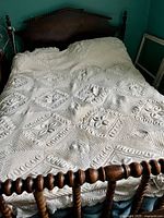 Full view of candlewick bedspread on double bed