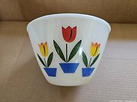 Milk glass bowl with tulip motif