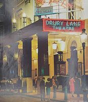 Full view of 1950s Double Diamond advertisement featuring Drury Lane Theatre at night