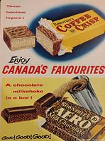 Full view of advertisement showing Coffee Crisp and Aero bars