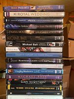 First stack of DVDs showing titles