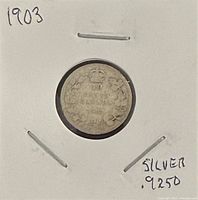 Reverse of 1903 Canada 10-cent coin in 2×2 holder, showing 10 Cents 1903 within wreath