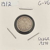 Reverse showing denomination, wreath, date 1912, .925 silver noted on holder