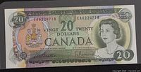 Obverse side of the 1969 $20 Canadian banknote