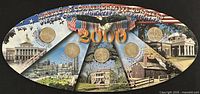 Front of oval display card showing five 2000 state quarters