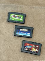 Front view of all three GBA cartridges