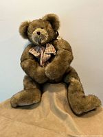Full view of 27" plush bear seated, shows overall condition