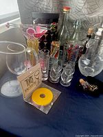 Overview of all barware items arranged on table