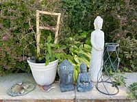 group view of all items on stone ledge