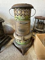 Full view of vintage Perfection oil heater