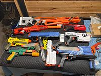 Overall view of all blasters, magazines and ammo