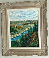 Frontal view of framed oil painting