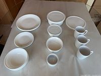 Overhead view of entire dinnerware and bakeware lot