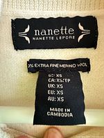 Nanette Lepore garment label showing brand, fabric and size