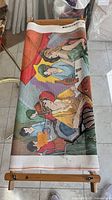 Printed needlepoint canvas on wooden frame