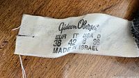 Gideon Oberson size label showing origin and sizing