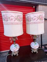 Full view of both matching lamps with shades
