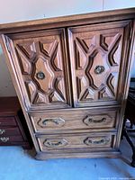 Front view of wardrobe dresser showing doors and drawers