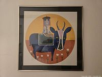 Front view of framed surreal artwork showing image, mats and frame