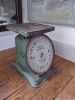 Full view of scale showing platform, dial, base