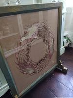 Full view of framed embroidery screen