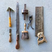 All seven vintage tools laid out for overview