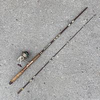 Full view of two-piece rod with Daiwa reel attached