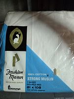 Front of sealed package showing brand, material, size and product details