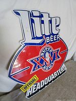 Front of die-cut Lite Beer Super Bowl XXVI sign