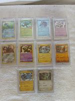 Front view of all ten sleeved cards