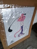 Full view of Pink Panther golf print wrapped on cardboard