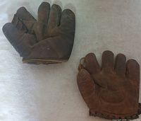 Both gloves front view on fabric background