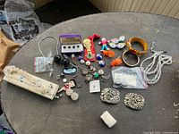 Full view of all assorted jewelry pieces on table