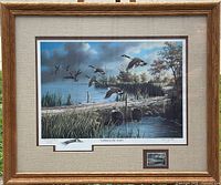 Full view of framed Ken Zylla lithograph with mat and frame