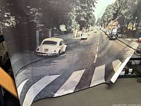 Backdrop laid out showing street scene and VW Beetle
