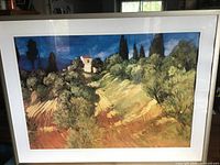 Front view of framed artwork showing entire image, matting and frame