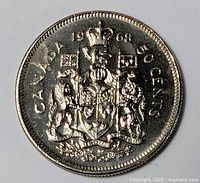 Full view of obverse displaying date 1968 and denomination 50 CENTS