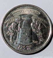 Reverse of 2017 Canadian quarter showing Stanley Cup design