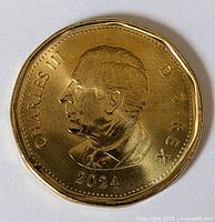 Obverse of 2024 Canadian dollar showing King Charles III portrait