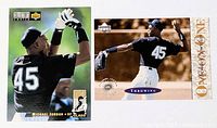 Both Michael Jordan baseball cards side by side