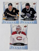 All three Upper Deck Winter hockey cards laid out